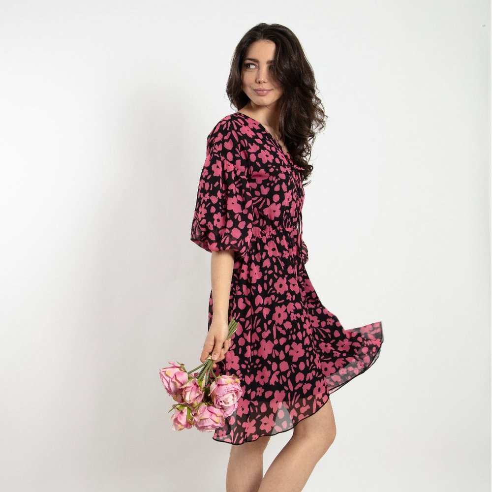 Floral Printed Chiffon Mini Dress (Dot & Stripe)